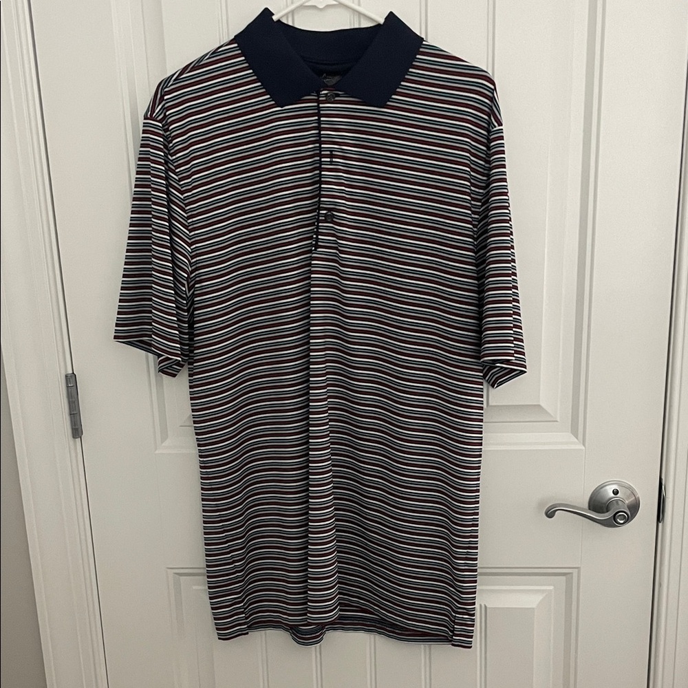 Men's Striped Polo Shirt - Navy and White